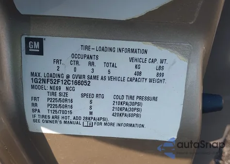 2002 Pontiac Grand Am Se1 из США, поврежденный, VIN 1G2NF52F12C166052